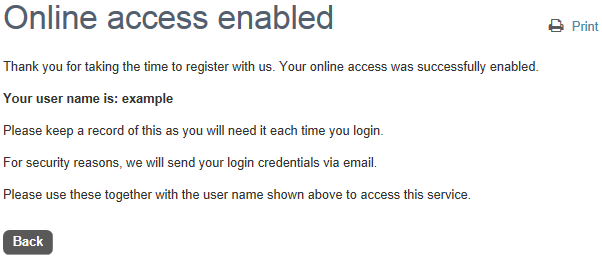 Online access enabled